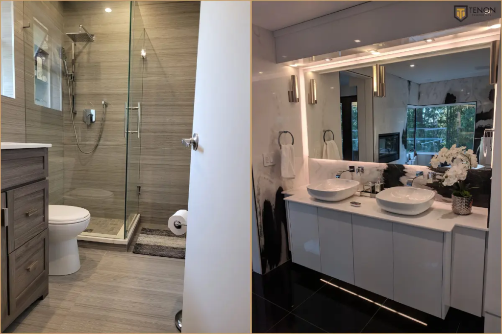 Bathroom renovation project in Vancouver featuring a walk-in shower